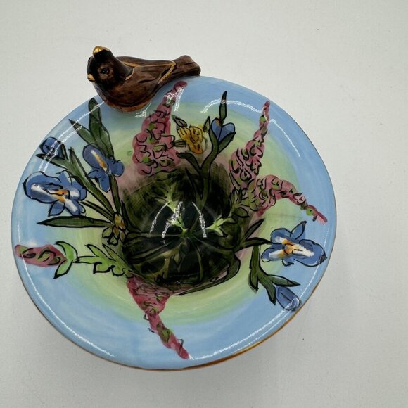 Blue Sky Goldminc  ROBINS SONG Ceramic Birdbath Tea Light Candle Holder 2003 - Picture 3 of 13